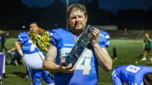 Liam Twigg with Britbowl trophy